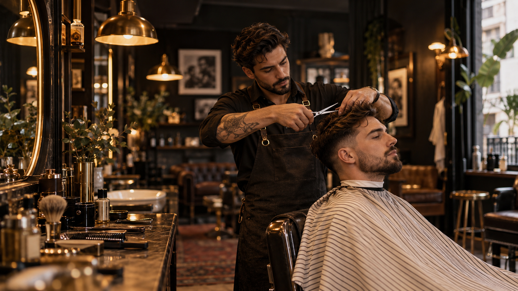 Barbero trabajando en un estudio contemporáneo